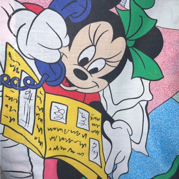 Vintage 1980s Minnie Mouse Twin Bed Sheets Set Double Sided Pillow Case USA Made - Picture 3 of 7